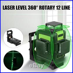 12 Line 360° Rotary Laser Level Green 3D Self Leveling Vertical Horizontal Cross