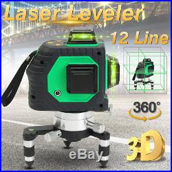 12 Line 360° Rotary Laser Level Green 3D Self Leveling Vertical Horizontal Cross