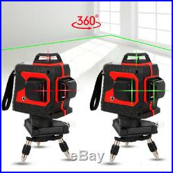 12 Line 3D 360° Laser Beam Line Laser Level Self-Leveling Green/ Red Waterproof