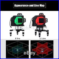12 Line 3D 360° Laser Level Infrared Red Light Self leveling Measure Tripod Kit