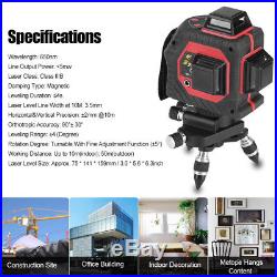 12 Line 3D Green Red Laser Self Leveling 360° Rotary Level Cross Measure +Box