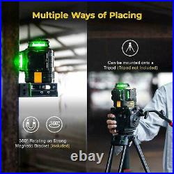 12 Line Green Laser Level Auto Self Leveling 360° Rotary Cross Measure & googles