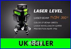12 Line Laser Level Green Self Leveling 3D 360° Rotary Cross Measure Tool