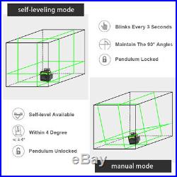 12 Lines 3D Cross Line Laser Level Green Vertical & Horizontal + Laser Receiver