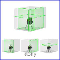 12 Lines 3D Cross Line Laser Level Green Vertical & Horizontal + Laser Receiver