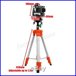 360° 12Line 3D 120X Green Light Laser Level Outdoor Cross Measure Tool With Tripod