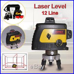 360° 12Line Red 3D Laser Automatic Self Leveling Vertical Horizontal Level Cross