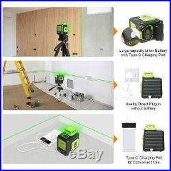 360 Horizontal and Two Vertical Lines Self-Leveling Laser Tool with Type-C Port