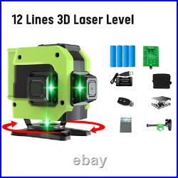 360° Rotary Laser Level Green 12/14 Lines Cross Lines Self Leveling With Bracket