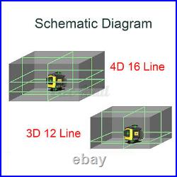 3D 12/16Line Green Light Laser Level Digital Self Leveling 360° Rotary Measure
