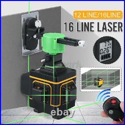 3D 12/16Line Green Light Laser Level Digital Self Leveling 360° Rotary Measuring
