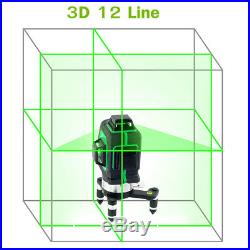3D 12 Line 360° Laser Auto Self Leveling Vertical Horizontal Level Cross GREEN