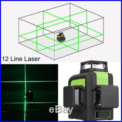 3D 12 Line 360° Rotary Laser Level Self-leveling Vertical Horizontal Cross Green