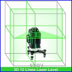 3D 12 Line Laser Level Kit Self-Leveling 360° Measuring Horizontal Vertical Tool