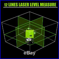 3D 12 Line Laser Level Self Leveling Vertical&Horizontal 360° Cross Measure Tool
