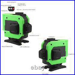 3D 12 Lines Green Laser Level Auto Self Leveling Rotary Cross Measure with Battery