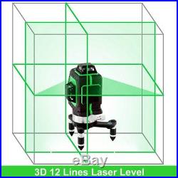 3D 12 Lines Green Laser Level Self Leveling 360 Degree Vertical Horizontal Cross