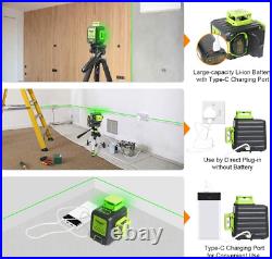 3D Cross Line Self-leveling Laser Level, 3 x 360 Green Beam Three-Plane Leveling