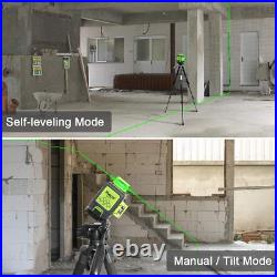 3D Cross Line Self-leveling Laser Level, 3 x 360 Green Beam Three-Plane Leveling