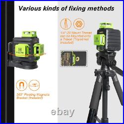 3D Cross Line Self-leveling Laser Level, 3 x 360 Green Beam Three-Plane Leveling