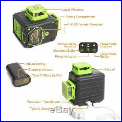 3D Cross Line Self leveling Laser Level Green Beam with Type-C Charging Port