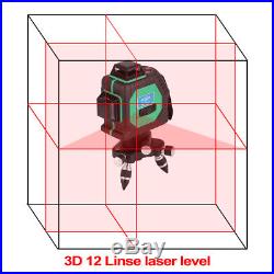 3D Green Laser Level Self Leveling 12 Lines 360 °Horizontal Vertical Cross JS