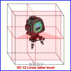 3D Grün Laser Level 360° Rotationslaser Self-Leveling Kreuzlinienlaser 12 Linen