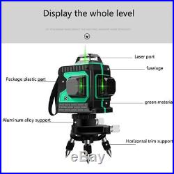 3D Laser Level 12 Line Green Self Leveling 360° Rotary Cross Measure Tool+Tripod