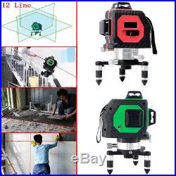 3D Laser Level 12 Line Self Leveling Outdoor 360° Rotary Cross Measure Tool AC