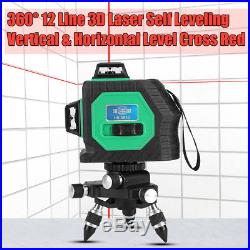 3D Laser Level 12 Line Self Leveling Outdoor 360° Rotary Cross Measure Tool HG