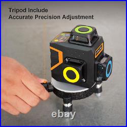 3 X 360° Green Laser Level Cross Line Self Leveling Remote Control With Tripod