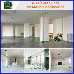 3x360° Self Leveling Laser Level Green 12 Lines 3D Cross Line Laser Measure Tool