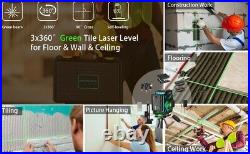 3x360° Tile Laser Level Cross line Self-Leveling Floor Wall Ceiling alignment