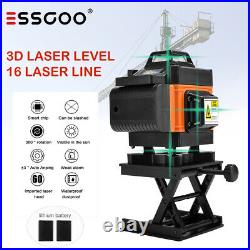 4D 16 Lines Green Laser Level Auto Self Leveling 360° Rotary Cross Measure Tool
