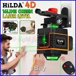 4D 360° 16 Lines Green Laser Level Self-Leveling Rotary Cross Measure Sets +