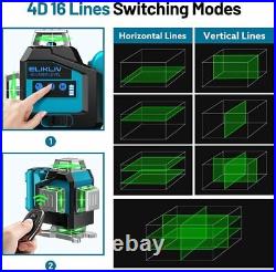 4D Cross Line Self-leveling Laser Level 4 x 360 Green Beam Rechargeable Battery