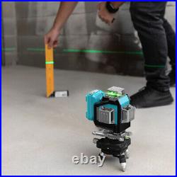 4D Cross Line Self-leveling Laser Level 4 x 360 Green Beam Rechargeable Battery