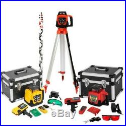 500m Self-Leveling Rotary Grade Laser Level Red/Green Tripod &16' Rod Optional