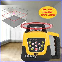 500m Self-leveling Red Laser Level 360 Rotating Rotary with Tripod Staff