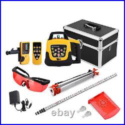 500m Self-leveling Red Laser Level 360 Rotating Rotary with Tripod Staff US