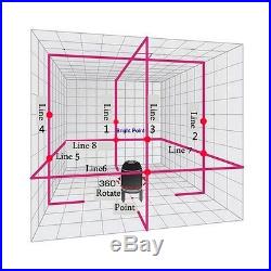 8 line Rotary Laser Beam Self Leveling Interior Exterior Laser Level Kit +Tripod