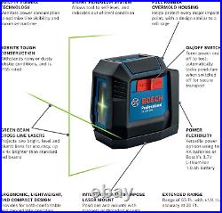 BOSCH GLL50-20G 50 Ft Green-Beam Self-Leveling Cross-Line Laser, Includes Integr