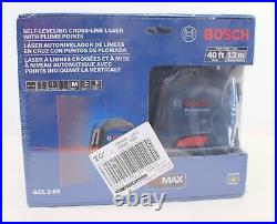 Bosch 40' Self-Leveling Cross Line Laser with Plumb Points GCL 2-55 NEW Sealed
