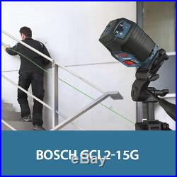 Bosch GCL2-15G Pro Green Beam Laser Self Leveling Crossline Rotating Mount L-BOX