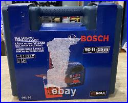 Bosch GLL55 Professional Self-Leveling Cross-Line Laser with Batteries, NEW