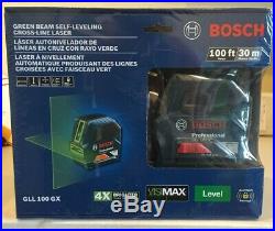 Bosch GLL 100 GX Green Beam Self-Leveling Cross Line Laser 100FT NEW SEALED