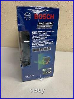 Bosch Green-Beam Self-Leveling Cross-Line Laser 100 FT Range GLL 100 GX (NEW)