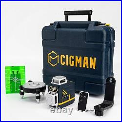 CIGMAN Laser Level Self Leveling 2 x 360° Green Cross Line for Construction