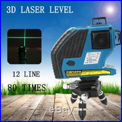 Cross Line Green Laser Level Self Leveling 12 Lines 360 Degree+ Tripod+ Case