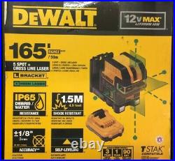 DEWALT 12V MAX Line Laser, 5 Spot + Cross Line, Green (DW0825LG)